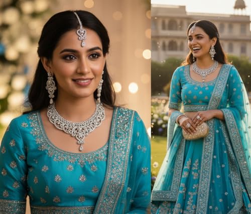 Touchstone Indian jewelry set for women bollywood gold jewellery wedding outfits necklace sets earrings bridal maang tikka fancy costume girls big desi accessories rhinestone in gold or silver tone