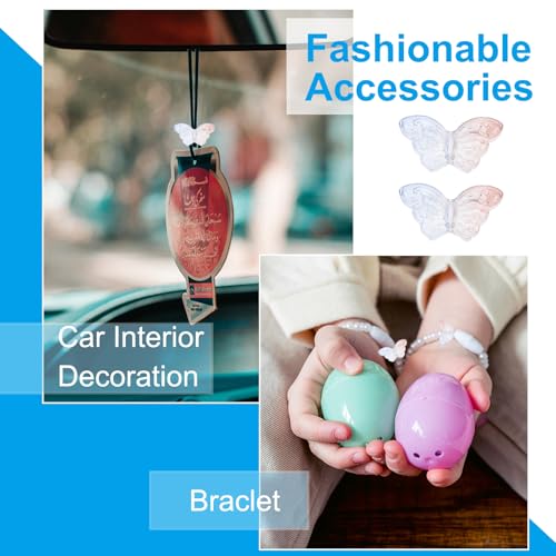 PATIKIL Butterfly Beads, 100Pcs Crystal Butterfly Beads Translucent Czech Glass Beads Spacer Bead for DIY Jewelry Making Bracelets Necklace - color: Red Blue