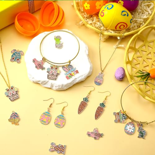 40Pcs/20 Pairs Easter Charms for Jewelry Making Spring Gifts | Enamel Bunny Egg Rabbit Charms, Assorted Spring Pendants Charm, Bracelets Necklaces Earrings Keychains, DIY Craft Supplies - style: Easter