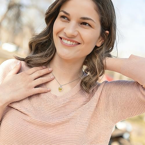 Ahiller Women's Necklace, Dainty Pendant Choker, Adjustable Chain | Heart Initial & Round Pendants, Daily Necklace,17-21" Adjustable Necklaces, Trendy Minimalist Jewelry, Stainless Steel Chain - color: Gold-Love, style: Other Shapes - Multi-Color