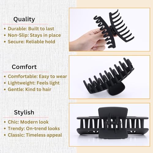 LuSeren 8 Pack White and Black Hair Clips for Women 4.3 Inch Large Hair Claw Clips for Women Thin Thick Curly Hair, Big Matte Banana Clips,Strong Hold jaw clips - color: White and Black