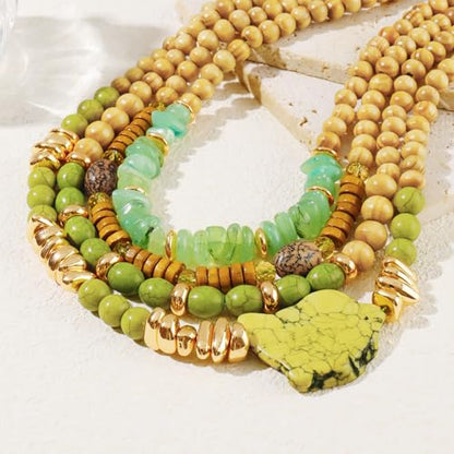 Turquoise Jewelry for Women Chunky Beaded Necklaces Boho Statement Necklace Layered Turquoise Necklaces for Women Fashion Gift - color: Green