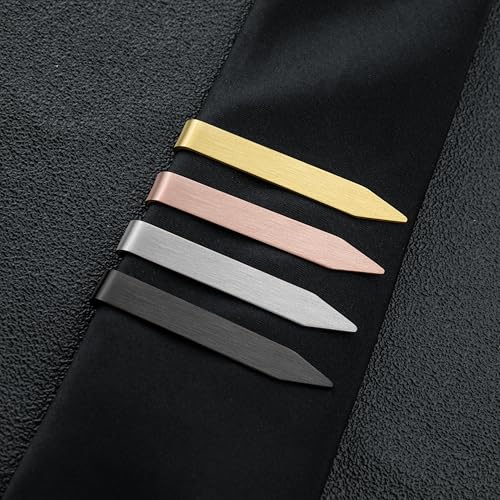 HAWSON Gold Silver Black Rose Gold Tie Clips for Men, Skinny Bars Pins Tacks Set 2.2 Inch for Necktie Suit Accessories - style: 4-Pack Multi-Color Set