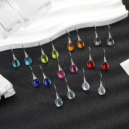 Ritach Teardrop Earrings for Women Trendy Sterling Silver Hypoallergenic Crystal Dangle Drop Earrings Set for Jewelry - color: A-9pairs