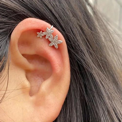 Ear Cuffs for Women Non Piercing Ear Cuff Earrings Non Pierced Cartilage Earrings Adults Christmas Stocking Stuffers Trendy Gifts 2025 - color: A2:2pcs Silver Flower