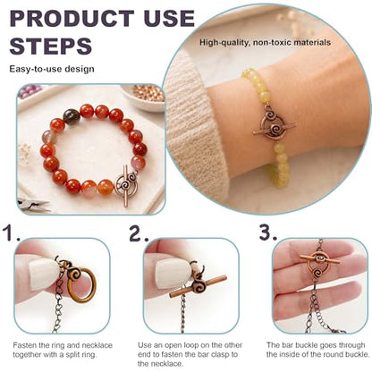 Heather's cf Toggle Jewelry Clasps – Durable Quality, Antique Swirling Copper Finish Toggle Clasps & Closures for Necklace, Bracelet & Charms – Ideal for DIY, & Jewelry Making – Medium (Set of 23) - color: Medium copper toggle clasp