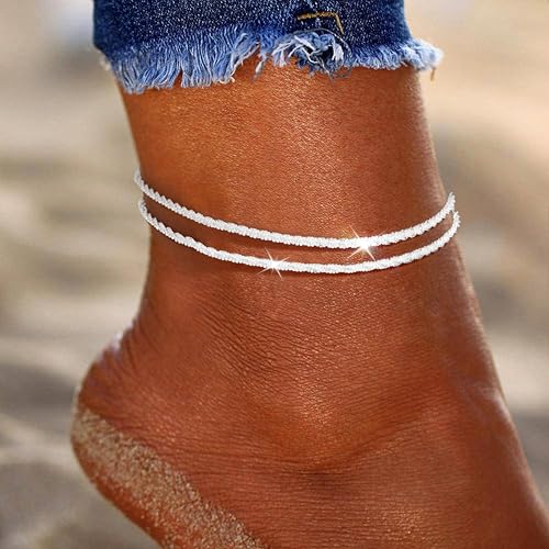 Gold/Sterling Silver Anklet Bracelets for Women Waterproof, Non Tarnish 925 Sterling Sliver Plated Heart Evileye Butterfly Charm, Dainty Summer Beach Anklets for Women, Beach Vacation Bikini Outfits for Her Mom - style: Sparking-Silver