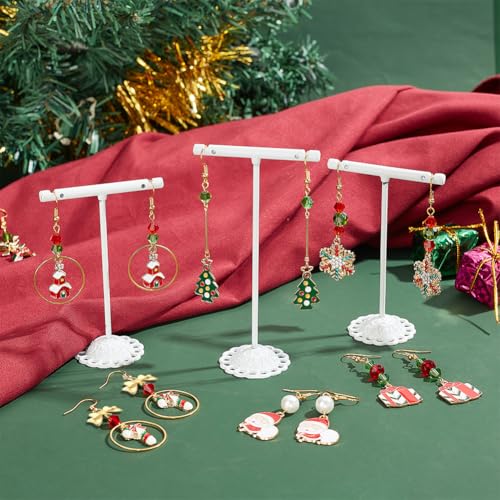 SUNNYCLUE 1 Box 10 Sets Christmas Earring Making Kit Gold Drop Dangle Earrings Christams Charm Enamel Snowflake Christmas Charms Glass Beads for Jewelry Making Kits Adult Women DIY Crafts Supplies - color: 1.2-diy-10 Pairs Christmas Enamel Earrings