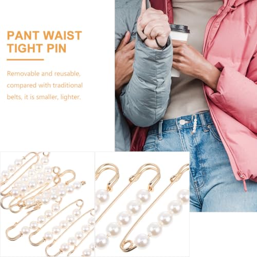 20pcs Dress Safety Brooches Faux Pearl Pants Waist Clips Women's Clothing Pants Waist Tightener Pins for Sweater Cardigan Shawl Clips