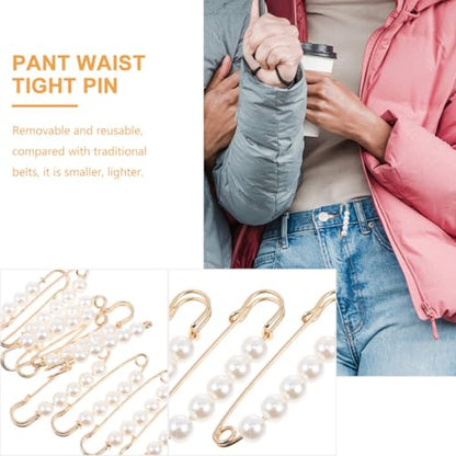 20pcs Dress Safety Brooches Faux Pearl Pants Waist Clips Women's Clothing Pants Waist Tightener Pins for Sweater Cardigan Shawl Clips