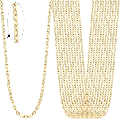 24PCS Gold Rolo Cable Necklace Chain for Jewelry Making 2MM 18K Gold PVD Plated Stainless Steel Cable Link Chains Bulk for DIY Necklaces - color: gold(2mm/ 18 inches)