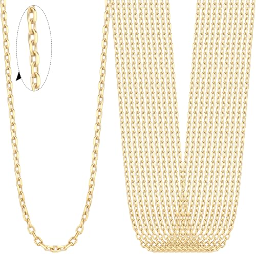 24PCS Gold Stainless Steel Rolo Cable Necklace Chain for Jewelry Making | 1.5MM 18 Inches Gold PVD Plated Diamond-cut Small Cross Link Chains for DIY Necklace Crafts - color: gold(1.5mm/ 18 inches)