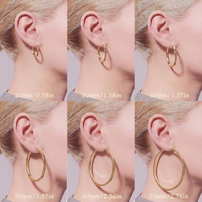 925 Sterling Silver Hoop Earrings Silver Hoops Earring Large Hoop Earrings | Jewelry for Her Gift Large Silver Hoop Earrings Hypoallergenic Thin Hoop Earring for Women Sensitive Ears 20/30/40/50/60/70mm - color: 30mm Gold