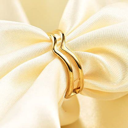 MYNENEY Pointed Classical Promise Ring Stainless Steel Thin Ring For Women - color: Gold, size: 5