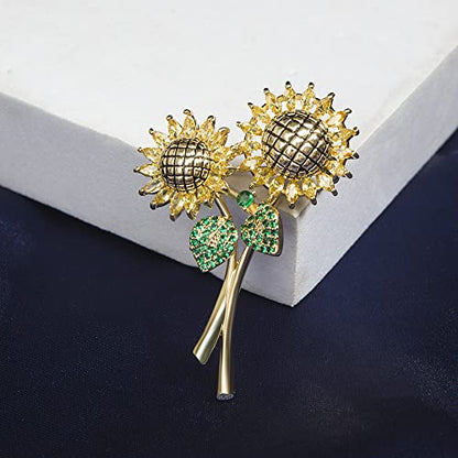 Brooches for Women, Shiny Cubic Zirconia Brooch Pins for Women Fashion Brooch Pin Broach Jewelry Gift - color: Sunflower