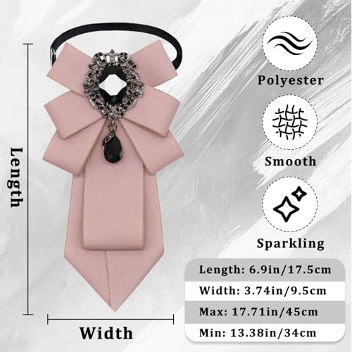 Big Crystal Bow Ties for Men Pre-tied Women Bowtie | Sparkly Laege Rhinestone, Eye-catching Edges, Adjusatble Strap, Polyester Fabric, 6.9"×3.7", Suitable for Suit Wedding Prom - color: Pink