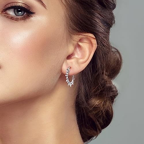 NARMO 925 Sterling Silver Earrings for Women Hypoallergenic Hoop Earrings - color: Sun