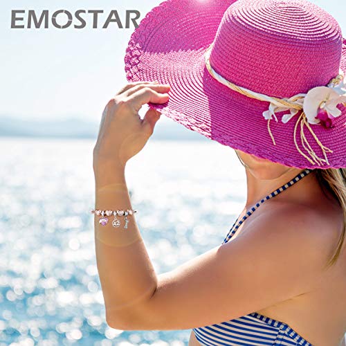 EMOSTAR Jan-Dec Birthstone Charms fits European Birthday Bracelet, Dangle 925 Sterling Silver Heart Shaped Pendant with 12 Months Birthstones, Gifts for Mom/Women - color: July Birthstone