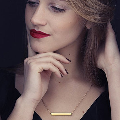 Multi Gold Bar Necklace for Women Vertical/Horizontal Bar Pendant Necklaces with Adjustable Chain Necklace Adult Jewelry - color: 14K Gold