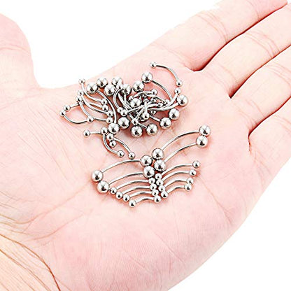 SCERRING 18-36PCS 16G Stainless Steel Eyebrow Tragus Helix Rook Daith Earrings Tongue Nipple Belly Lip Ring Barbell Body Piercing Jewelry 6-16mm - color: 36PCS - Silver