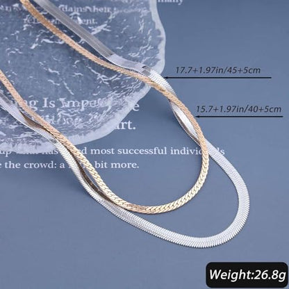Gold Choker Necklace Dainty Cuban Link Necklace Simple Flat Snake Chain Necklace Layered Herringbone Necklace Hip Hop Jewelry for Women - style: Style-4