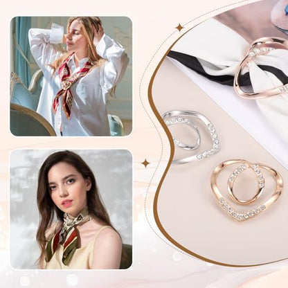 PATIKIL Silk Scarf Ring Clip, Heart T-shirt Tie Clips Scarves Pin Shawl Slide Buckles Fashion Metal Clothing Ring Wrap Holder for Women Jewelry Accessories Gift - color: Gold Tone/Silver Tone/Rose Gold