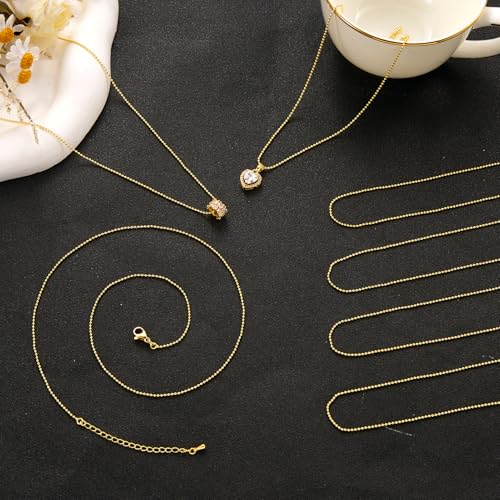 YOUBEIYEE 10 Pack 18K Gold Plated Bead Necklace Chains Bulk | Jewelry Making Chain for Women DIY - color: Gold Bead