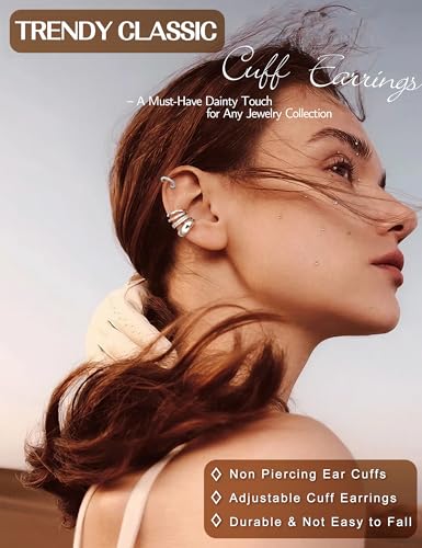 𝟒 𝐏𝐚𝐢𝐫𝐬 Ear Cuffs Non Piercing - 14K Gold Plated Ear Cuff Earrings for Women Trendy Ear Cuff for Non Pierced Ears Clip On Carrtilage Earring Lightweight Adjustable Fake Earrings Set - style: Silver Plated-Chunky