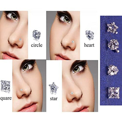 Nose Rings & Studs - 18g, 20g, 22g 14K Gold Bone Nose Studs for Women in Titanium Steel - color: 20g 9pcs Gold L Shaped 316L Surgical Steel