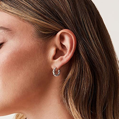 PAVOI 14K Gold Plated Twisted Rope Round Hoop Earrings - color: White Gold, size: 16 MM