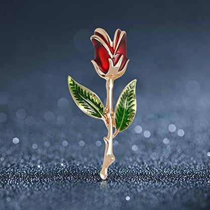 Pearl Diamond Brooch Pins for Dress Sweater Scarf, Wedding Party Decoration Birthday Christmas Gift - style: Red Rose