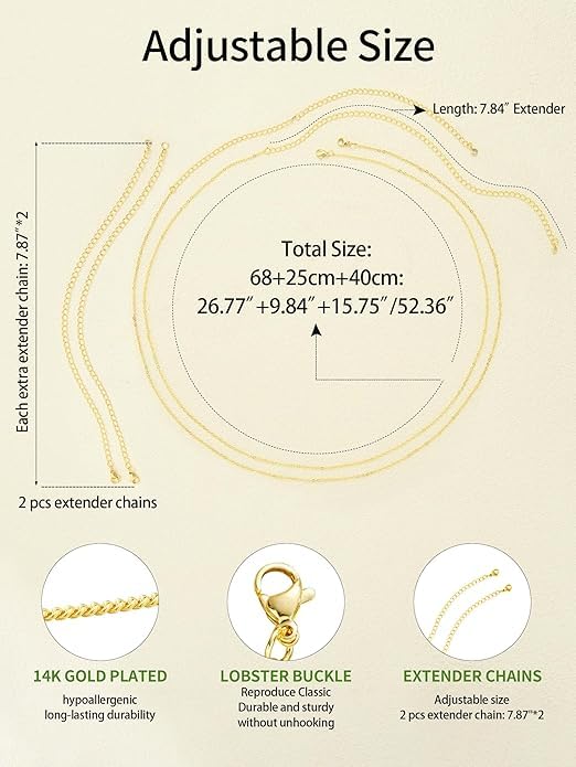 14K Gold Plated Silver Waist Chain, Layered Belly Belt, Waterproof Snake Cuban Body Chain for Women, Summer Beach Jewelry Accessories - color: 03 gold