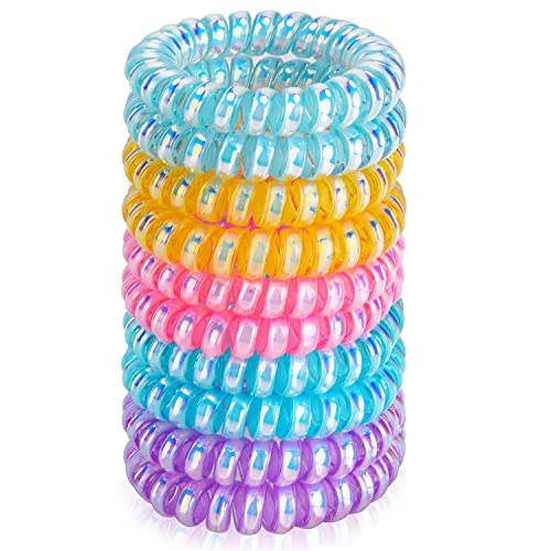JessLab Spiral Hair Ties for Women, 10-Pack Traceless No-Damage Ponytail Holders, Coils Hair Bands for Girls, Assorted Colors - color: #2