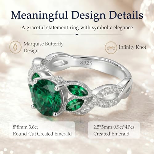 Yaresul 3.6ct 925 Sterling Silver Created Women's Rainbow Topaz|Sapphire|Aquamarine Ring Women Engagement Rings Bezel Setting Marquise Fashion Statement Ring Best Gift for Mother and Grandma Size 5-9 - color: E-Created Emerald