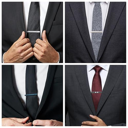 wynameleri Tie Pins for Men Silver Black 3 Pcs 10 PCS Short Tie Clip Set 2.3, 2.4 Inch Business Shirt Necktie Pinch for Men - color: B0310015