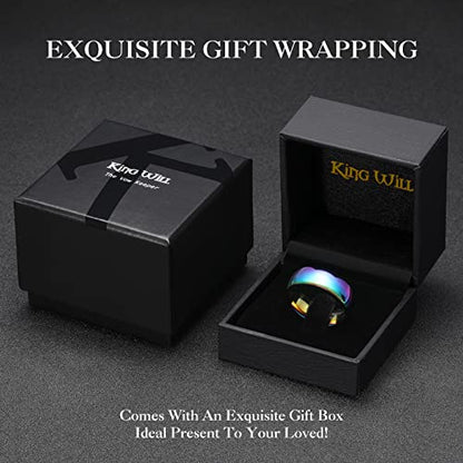 King Will Men's Women's Tungsten Carbide Ring 24k Gold Plated Rose Gold Plated Domed Polished Finish Wedding Band | Gold/Rose Gold, 1.5mm/2mm/4mm/6mm/8mm, Polished, Everyday Wear - color: Rainbow 8mm