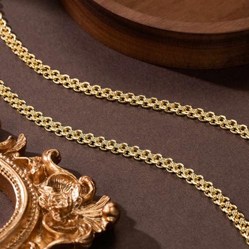 14K Gold Necklace for Women Chunky Cuban Link Chain for Men | 14K Gold Chain for Men Gold Necklace for Women Gold Chain for Men Double Layer Chunky Cuban Link Chains for Mens 16-24IN - style: Length 24 Inches