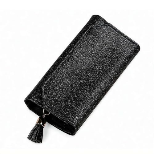 Folding Jewelry Storage Bag - Portable Travel Jewelry Organizer with Roll-Up Design, PU Leather Case for Earrings Rings (Black) - color: Black