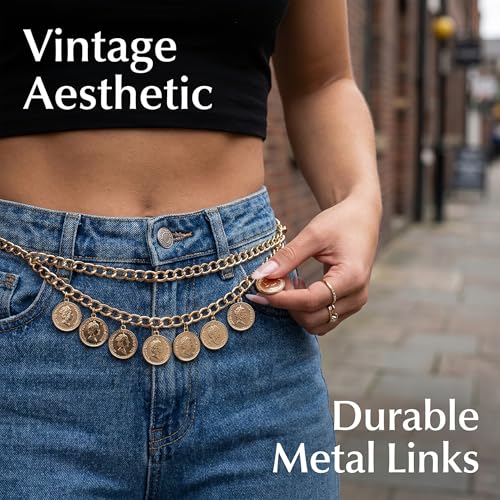 Waist Chain for Women - Silver Body Chain Crystal Body Jewelry, Stylish Adjustable Belt for Summer Beach Bikini Rave Festival Outfit Accessories - color: Gold-2