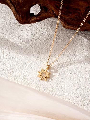 Baydurcan Dainty Gold Necklace for Women Ankh Mom Jesus Sun Star Necklace | 14K Gold Plated Pendant Necklaces Gifts for Friends Sister Mother, Birthday, Christmas, Graduation, Inspirational Gifts - style: Sun