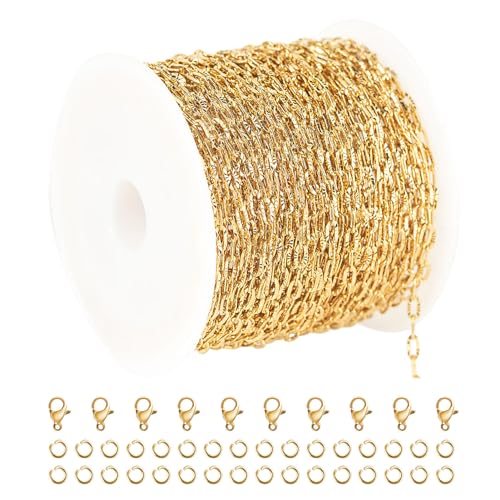 UMAOKANG 10 Meters Stainless Steel Chains for Jewelry Making Dainty Gold Plated Embossed Cable Chains Necklace for Women Jewelry Supplies - color: Gold Sunflower