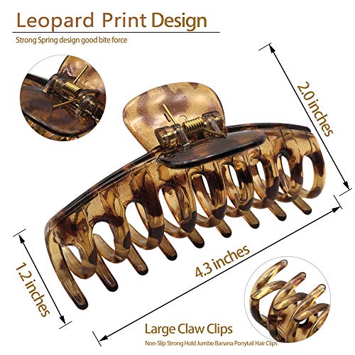 OWIIZI 4.3" Large Hair Claw Clips for Women Long Thick Hair (4 Packs) | Matte Leopard Hair Clips,Non-Slip Strong Hold Ponytail Barrettes,Jumbo Cute Hair Accessories,for Girls Thick Thin Curly Hair - color: Style 2
