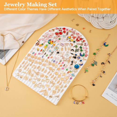 Riwiuue 679 Pcs Gold Charms for Jewelry Making | Includes 279 Pcs Letter Initials & Enamel Charms and 400 Jump Rings for Keychains, Bracelets, Necklaces, DIY Crafts - color: Letter & Mixed Patterns Charms-679pcs