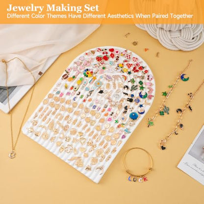 Riwiuue 679 Pcs Gold Charms for Jewelry Making | Includes 279 Pcs Letter Initials & Enamel Charms and 400 Jump Rings for Keychains, Bracelets, Necklaces, DIY Crafts - color: Letter & Mixed Patterns Charms-679pcs