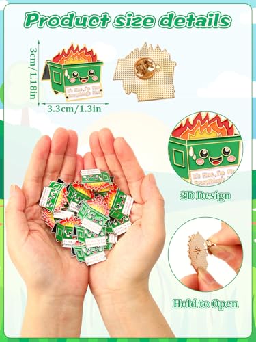 JUNEBRUSHS 28pcs Positive Enamel Dumpster Fire Brooch, Inspirational Lapel Pins for Coworker Appreciation Gifts Party Supplies Clothes Decor Accessories - style: Dumpster Fire Style
