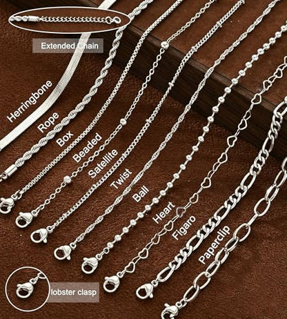10 Pcs Gold Bracelets for Women, 14K Gold Plated Stackable Cuban Link Paperclip Chain Bracelet Set, Dainty Gold Bracelets Stack Jewelry - color: Silver