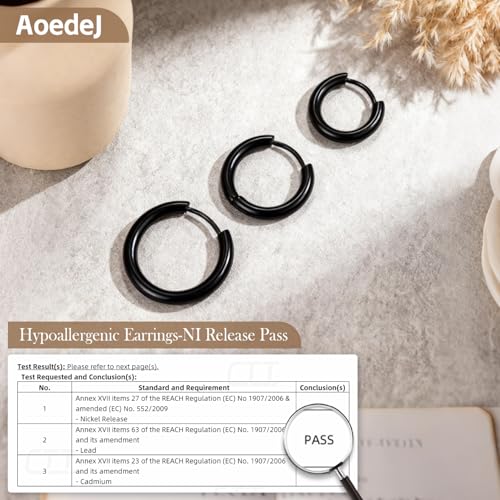 AOEDEJ G23 Titanium Black/Steel Gray/Gold Hoop Earrings 18G Small Huggie Hoop Earrings 8mm/10mm/12mm Cartilage for Sensitive Ears for Multiple Piercing Cartilage Hoop Earring Stack Jewelry - style: Circle-BK-12mm