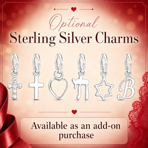 Baby Crystals Personalized Red Bracelet for Protection –Baby Jewelry for Girls | 14K Gold-Plated or Sterling Silver Initial Charm Bracelet | Baptism, Birthday Gifts - style: Sterling Silver Initial