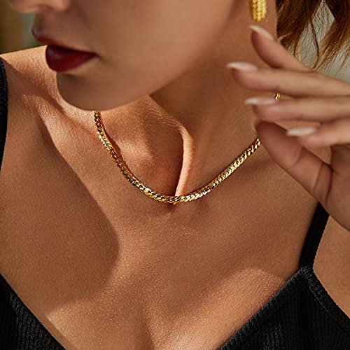 FRUMOS Dainty Layered Choker Necklace 18k gold Plated Y Pendant Commemorative coin Necklace Multilayer Bar Disc Necklace Adjustable Layering Choker Necklaces fashion jewelry for Women Girls - color: Snake chain
