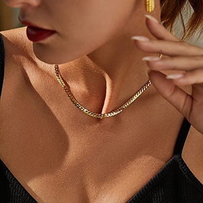FRUMOS Dainty Layered Choker Necklace 18k gold Plated Y Pendant Commemorative coin Necklace Multilayer Bar Disc Necklace Adjustable Layering Choker Necklaces fashion jewelry for Women Girls - color: Snake chain